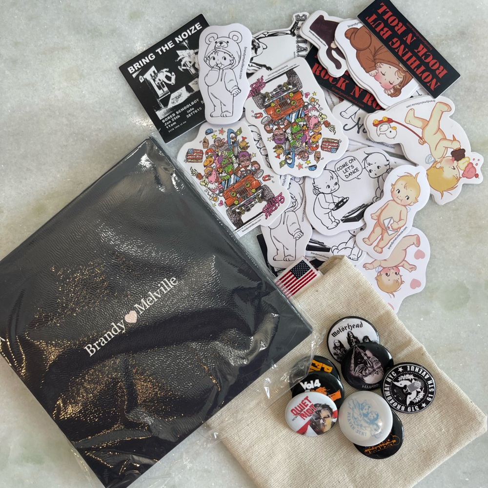 Brandy Melville Sticker, Prints, and Pins Set